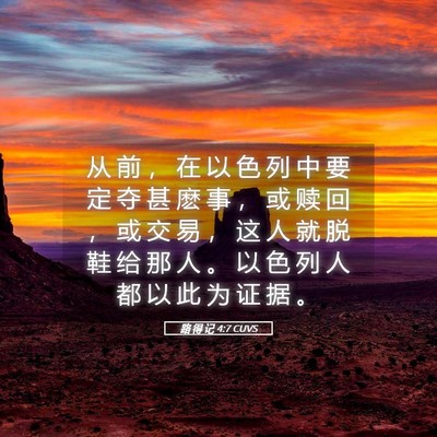 Picture 05 - 路 得 记 4:7 CUVS - 从 前 ， 在 以 色 列 中 要 定 夺 甚 - Bible Verse Picture