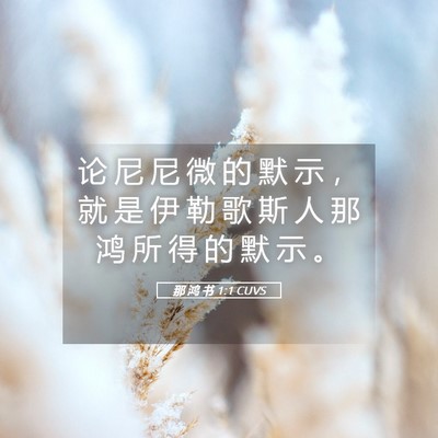 Picture 05 - 那 鸿 书 1:1 CUVS - 论 尼 尼 微 的 默 示 ， 就 是 伊 勒 - Bible Verse Picture
