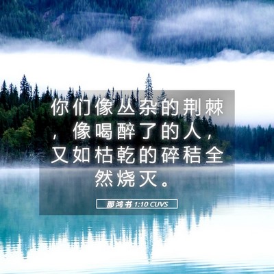 Picture 05 - 那 鸿 书 1:10 CUVS - 你 们 像 丛 杂 的 荆 棘 ， 像 喝 醉 - Bible Verse Picture