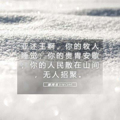 Picture 05 - 那 鸿 书 3:18 CUVS - 亚 述 王 啊 ， 你 的 牧 人 睡 觉 ； - Bible Verse Picture