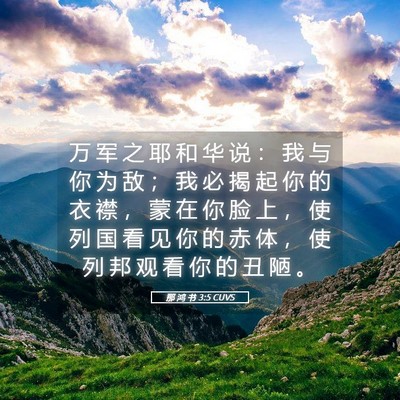 Picture 05 - 那 鸿 书 3:5 CUVS - 万 军 之 耶 和 华 说 ： 我 与 你 为 - Bible Verse Picture