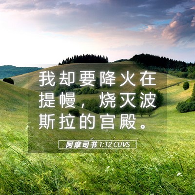 Picture 05 - 阿 摩 司 书 1:12 CUVS - 我 却 要 降 火 在 提 幔 ， 烧 灭 波 - Bible Verse Picture