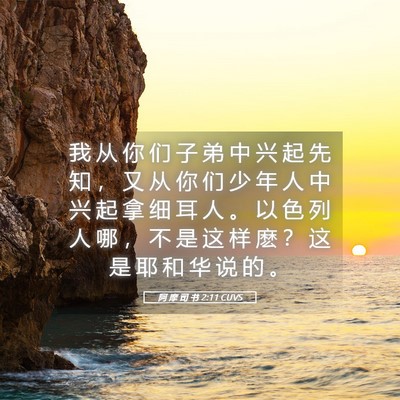 Picture 05 - 阿 摩 司 书 2:11 CUVS - 我 从 你 们 子 弟 中 兴 起 先 知 ， - Bible Verse Picture