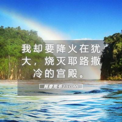 Picture 05 - 阿 摩 司 书 2:5 CUVS - 我 却 要 降 火 在 犹 大 ， 烧 灭 耶 - Bible Verse Picture