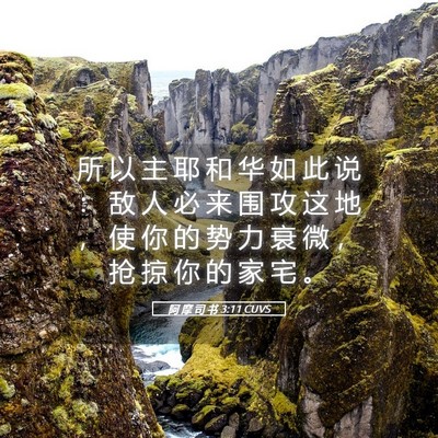 Picture 05 - 阿 摩 司 书 3:11 CUVS - 所 以 主 耶 和 华 如 此 说 ： 敌 人 - Bible Verse Picture