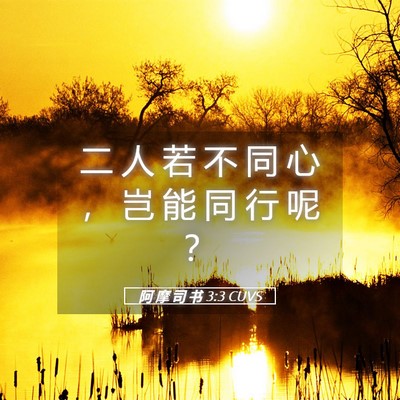 Picture 05 - 阿 摩 司 书 3:3 CUVS - 二 人 若 不 同 心 ， 岂 能 同 行 呢 - Bible Verse Picture