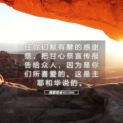 Picture 05 - 阿 摩 司 书 4:5 CUVS - 任 你 们 献 有 酵 的 感 谢 祭 ， 把 - Bible Verse Picture