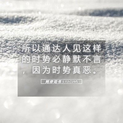 Picture 05 - 阿 摩 司 书 5:13 CUVS - 所 以 通 达 人 见 这 样 的 时 势 必 - Bible Verse Picture