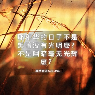Picture 05 - 阿 摩 司 书 5:20 CUVS - 耶 和 华 的 日 子 不 是 黑 暗 没 有 - Bible Verse Picture