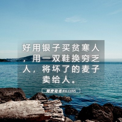 Picture 05 - 阿 摩 司 书 8:6 CUVS - 好 用 银 子 买 贫 寒 人 ， 用 一 双 - Bible Verse Picture