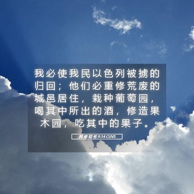 Picture 05 - 阿 摩 司 书 9:14 CUVS - 我 必 使 我 民 以 色 列 被 掳 的 归 - Bible Verse Picture