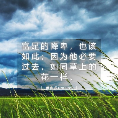 Picture 05 - 雅 各 书 1:10 CUVS - 富 足 的 降 卑 ， 也 该 如 此 ； 因 - Bible Verse Picture