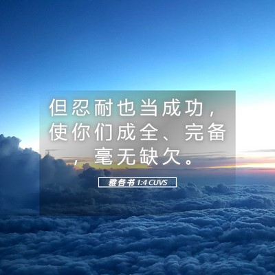 Picture 05 - 雅 各 书 1:4 CUVS - 但 忍 耐 也 当 成 功 ， 使 你 们 成 - Bible Verse Picture