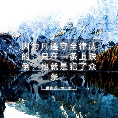 Picture 05 - 雅 各 书 2:10 CUVS - 因 为 凡 遵 守 全 律 法 的 ， 只 在 - Bible Verse Picture