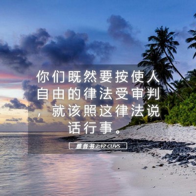Picture 05 - 雅 各 书 2:12 CUVS - 你 们 既 然 要 按 使 人 自 由 的 律 - Bible Verse Picture