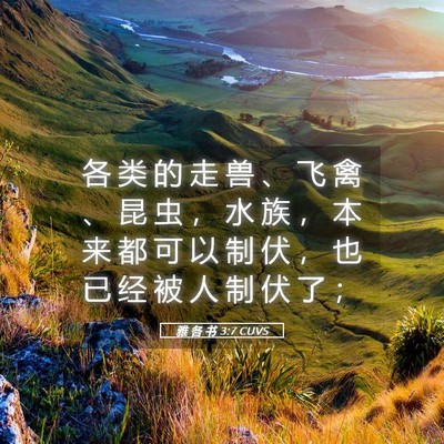 Picture 05 - 雅 各 书 3:7 CUVS - 各 类 的 走 兽 、 飞 禽 、 昆 虫 ， - Bible Verse Picture