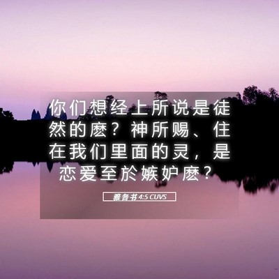 Picture 05 - 雅 各 书 4:5 CUVS - 你 们 想 经 上 所 说 是 徒 然 的 麽 - Bible Verse Picture
