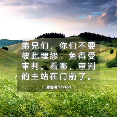 Picture 05 - 雅 各 书 5:9 CUVS - 弟 兄 们 ， 你 们 不 要 彼 此 埋 怨 - Bible Verse Picture