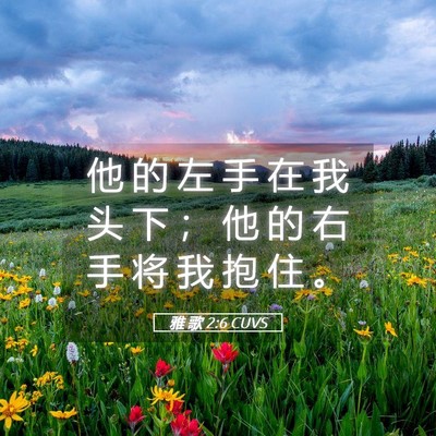 Picture 05 - 雅 歌 2:6 CUVS - 他 的 左 手 在 我 头 下 ； 他 的 右 - Bible Verse Picture