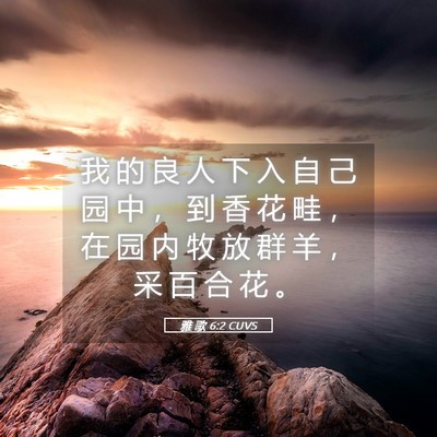 Picture 05 - 雅 歌 6:2 CUVS - 我 的 良 人 下 入 自 己 园 中 ， 到 - Bible Verse Picture