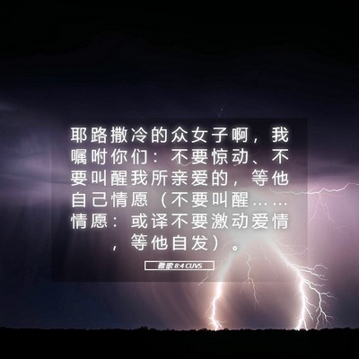 Picture 05 - 雅 歌 8:4 CUVS - 耶 路 撒 冷 的 众 女 子 啊 ， 我 嘱 - Bible Verse Picture