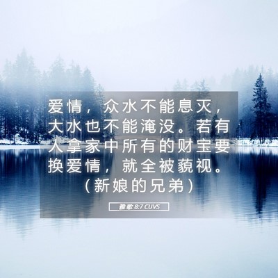 Picture 05 - 雅 歌 8:7 CUVS - 爱 情 ， 众 水 不 能 息 灭 ， 大 水 - Bible Verse Picture