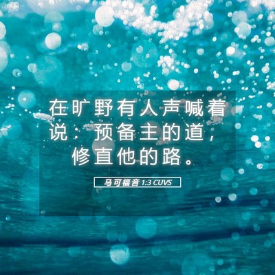 Picture 05 - 马 可 福 音 1:3 CUVS - 在 旷 野 有 人 声 喊 着 说 ： 预 备 - Bible Verse Picture