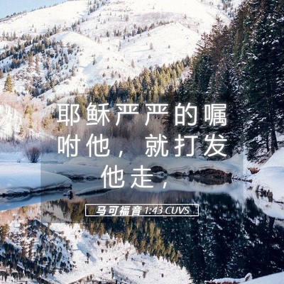 Picture 05 - 马 可 福 音 1:43 CUVS - 耶 稣 严 严 的 嘱 咐 他 ， 就 打 发 - Bible Verse Picture