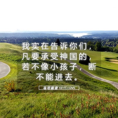 Picture 05 - 马 可 福 音 10:15 CUVS - 我 实 在 告 诉 你 们 ， 凡 要 承 受 - Bible Verse Picture