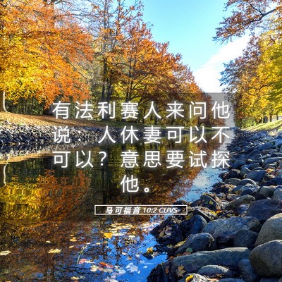 Picture 05 - 马 可 福 音 10:2 CUVS - 有 法 利 赛 人 来 问 他 说 ： 人 休 - Bible Verse Picture