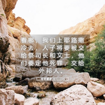 Picture 05 - 马 可 福 音 10:33 CUVS - 看 哪 ， 我 们 上 耶 路 撒 冷 去 ， - Bible Verse Picture