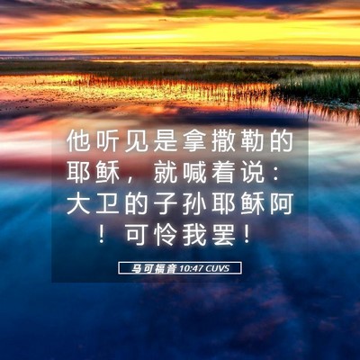 Picture 05 - 马 可 福 音 10:47 CUVS - 他 听 见 是 拿 撒 勒 的 耶 稣 ， 就 - Bible Verse Picture