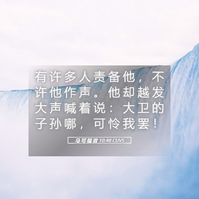 Picture 05 - 马 可 福 音 10:48 CUVS - 有 许 多 人 责 备 他 ， 不 许 他 作 - Bible Verse Picture