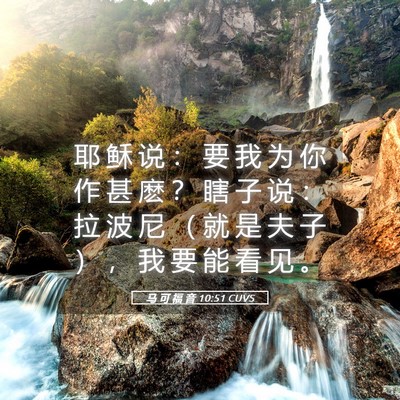 Picture 05 - 马 可 福 音 10:51 CUVS - 耶 稣 说 ： 要 我 为 你 作 甚 麽 ？ - Bible Verse Picture