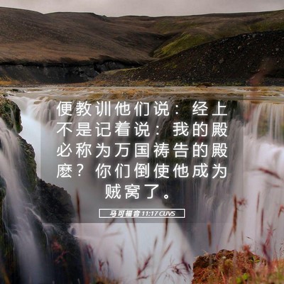 Picture 05 - 马 可 福 音 11:17 CUVS - 便 教 训 他 们 说 ： 经 上 不 是 记 - Bible Verse Picture