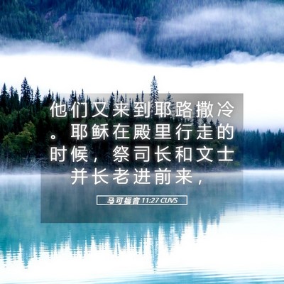 Picture 05 - 马 可 福 音 11:27 CUVS - 他 们 又 来 到 耶 路 撒 冷 。 耶 稣 - Bible Verse Picture