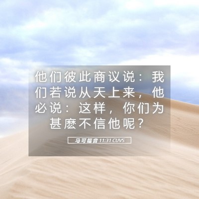 Picture 05 - 马 可 福 音 11:31 CUVS - 他 们 彼 此 商 议 说 ： 我 们 若 说 - Bible Verse Picture