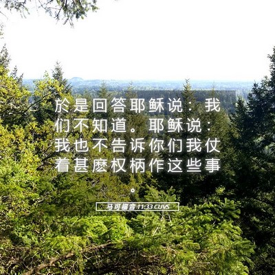 Picture 05 - 马 可 福 音 11:33 CUVS - 於 是 回 答 耶 稣 说 ： 我 们 不 知 - Bible Verse Picture