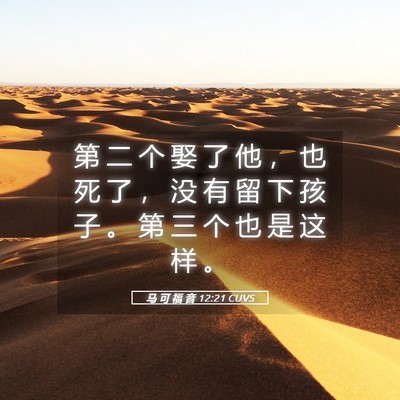 Picture 05 - 马 可 福 音 12:21 CUVS - 第 二 个 娶 了 他 ， 也 死 了 ， 没 - Bible Verse Picture