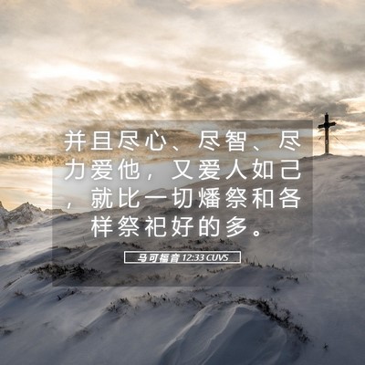 Picture 05 - 马 可 福 音 12:33 CUVS - 并 且 尽 心 、 尽 智 、 尽 力 爱 他 - Bible Verse Picture