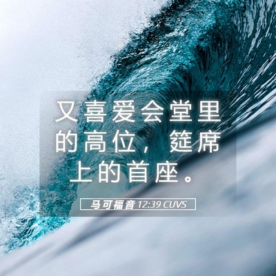 Picture 05 - 马 可 福 音 12:39 CUVS - 又 喜 爱 会 堂 里 的 高 位 ， 筵 席 - Bible Verse Picture