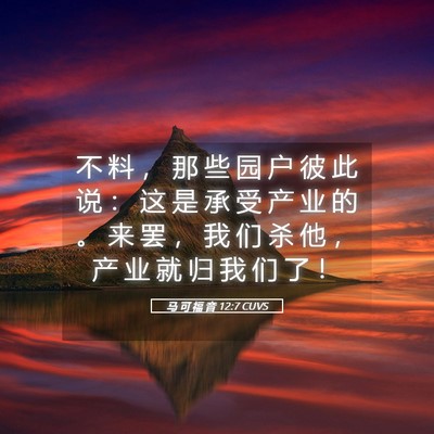 Picture 05 - 马 可 福 音 12:7 CUVS - 不 料 ， 那 些 园 户 彼 此 说 ： 这 - Bible Verse Picture