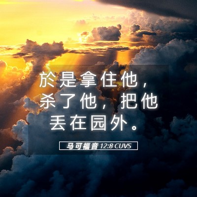Picture 05 - 马 可 福 音 12:8 CUVS - 於 是 拿 住 他 ， 杀 了 他 ， 把 他 - Bible Verse Picture