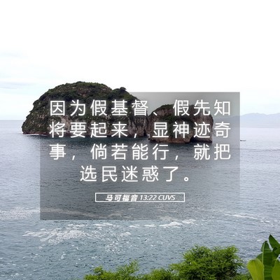 Picture 05 - 马 可 福 音 13:22 CUVS - 因 为 假 基 督 、 假 先 知 将 要 起 - Bible Verse Picture
