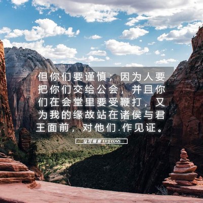 Picture 05 - 马 可 福 音 13:9 CUVS - 但 你 们 要 谨 慎 ； 因 为 人 要 把 - Bible Verse Picture