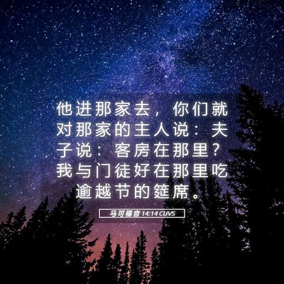 Picture 05 - 马 可 福 音 14:14 CUVS - 他 进 那 家 去 ， 你 们 就 对 那 家 - Bible Verse Picture