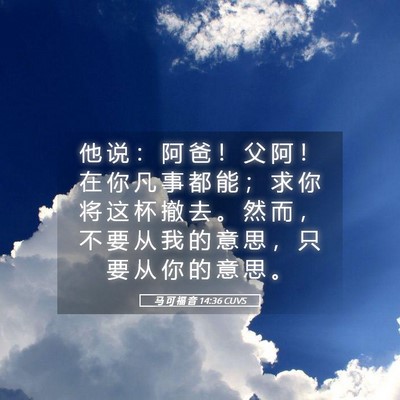 Picture 05 - 马 可 福 音 14:36 CUVS - 他 说 ： 阿 爸 ！ 父 阿 ！ 在 你 凡 - Bible Verse Picture