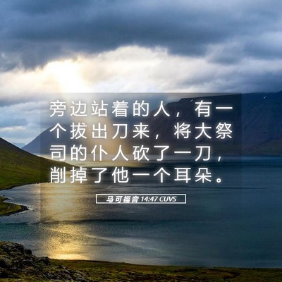 Picture 05 - 马 可 福 音 14:47 CUVS - 旁 边 站 着 的 人 ， 有 一 个 拔 出 - Bible Verse Picture