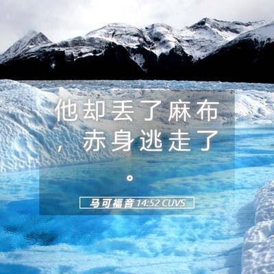 Picture 05 - 马 可 福 音 14:52 CUVS - 他 却 丢 了 麻 布 ， 赤 身 逃 走 了 - Bible Verse Picture