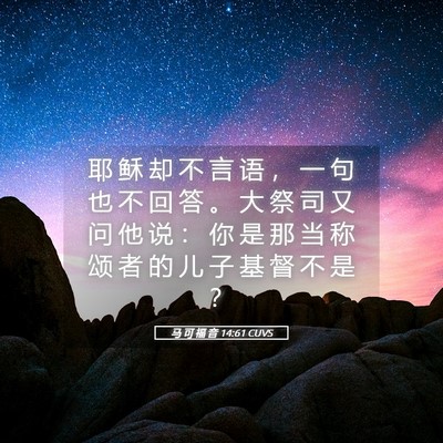 Picture 05 - 马 可 福 音 14:61 CUVS - 耶 稣 却 不 言 语 ， 一 句 也 不 回 - Bible Verse Picture